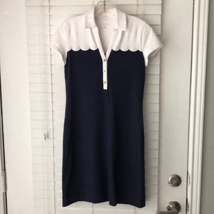 Lilly Pulitzer Dress Tonda Polo Scallop Nautical Blue SZ XS